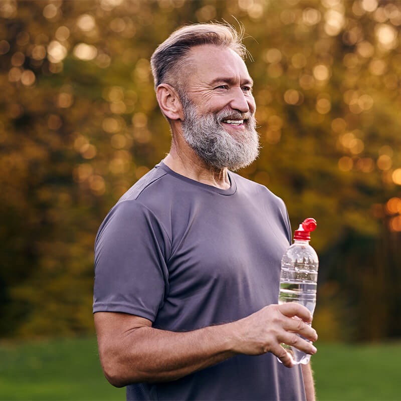 Man holding water bottle