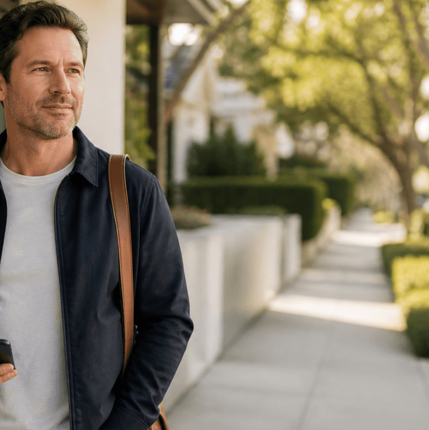Man leaving a wellness appoint